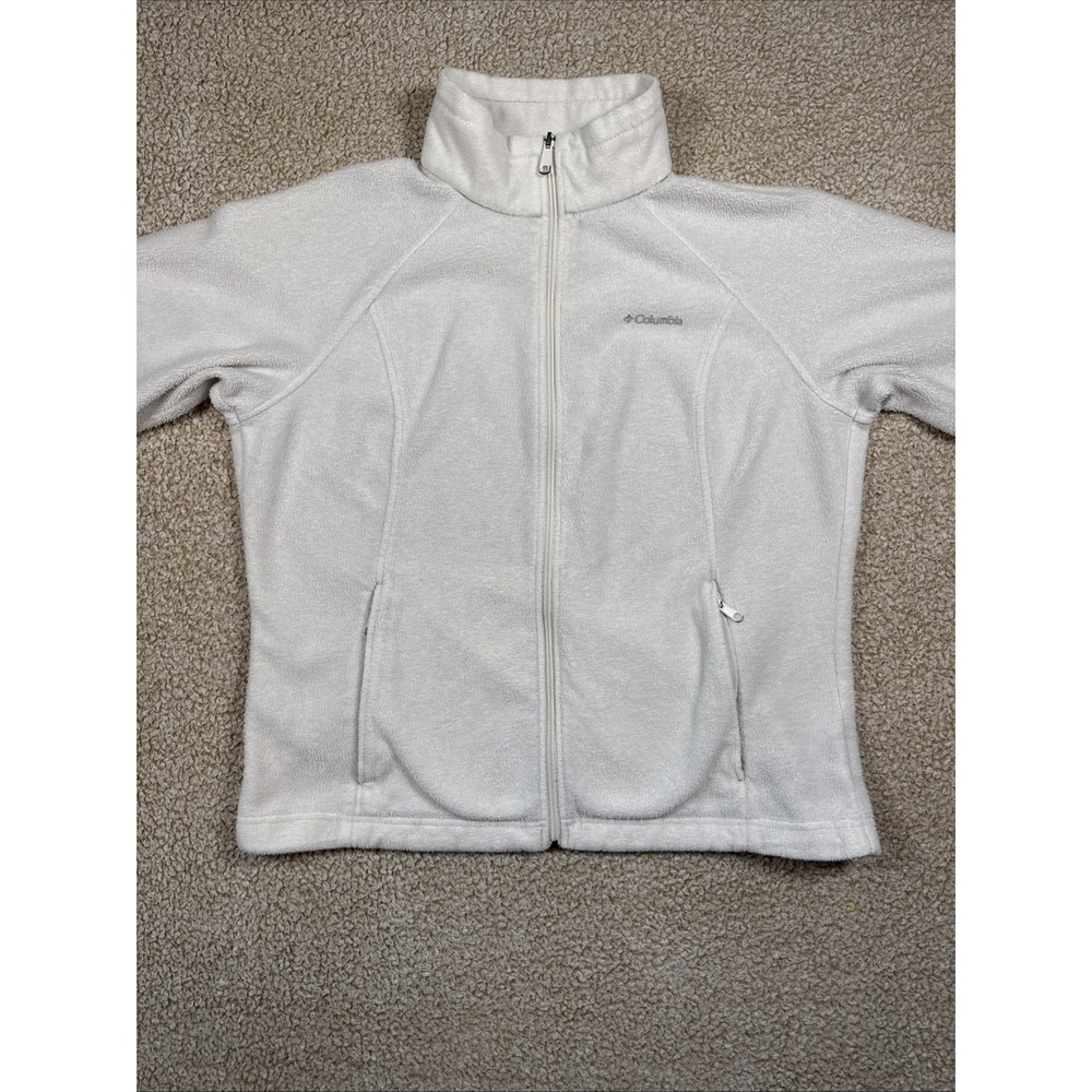 Columbia Women's XL White Full Zip Fleece Jacket Outdoor Sportswear Coat